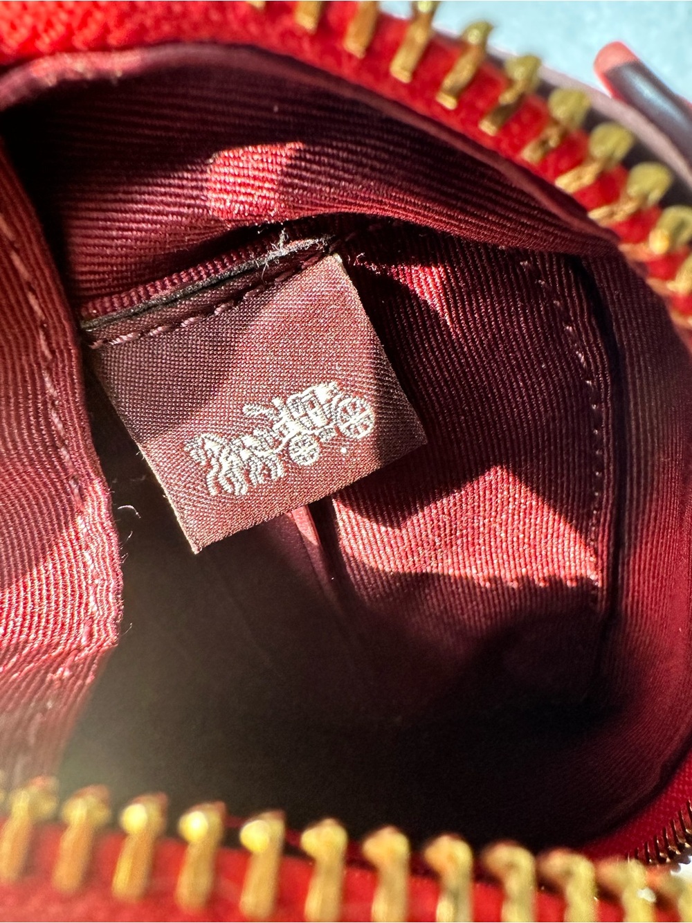 Coach Pink Cherry Crossbody Phone Pouch with Red Strap - Picture 8 of 11